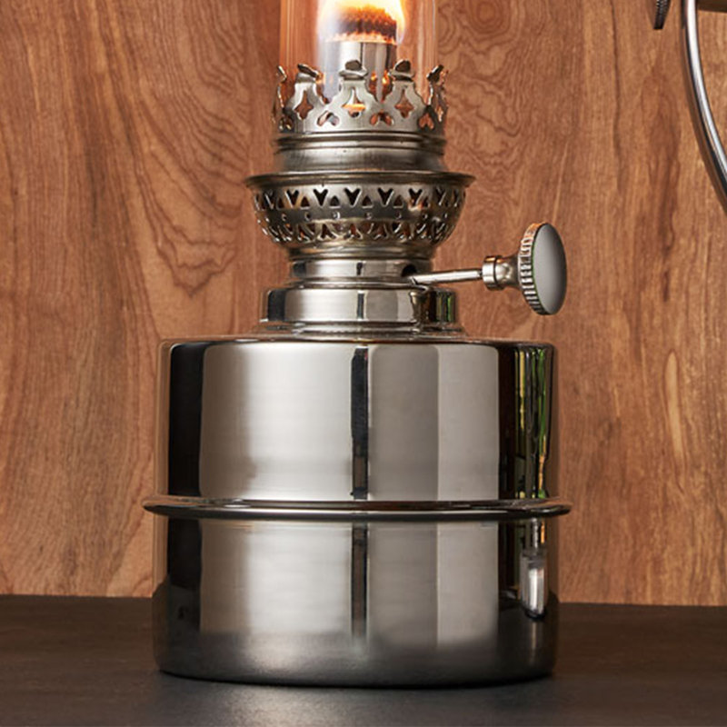 Oil Lamp - Extra-Bright Hurricane Lamp with Antique-Style Nickel Body and Glass Chimney - Decorative Kerosene Lantern with Adjustable Wick - Oil Lamps for Indoor Use by Kings County Tools
