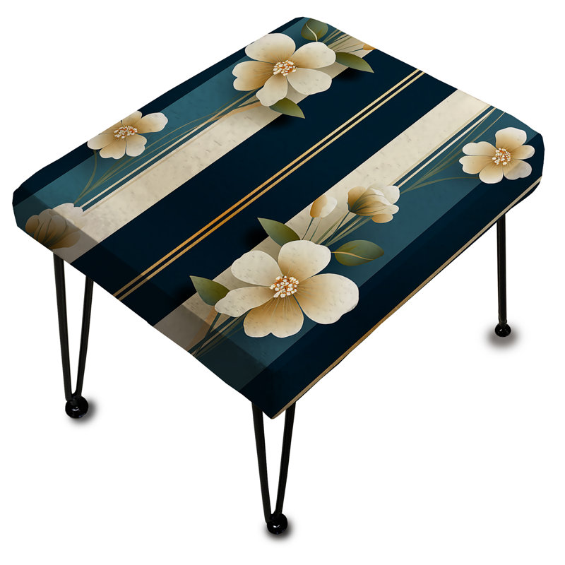 Classic Elegant Floral Striped Serenity - Striped Rectangle Ottoman