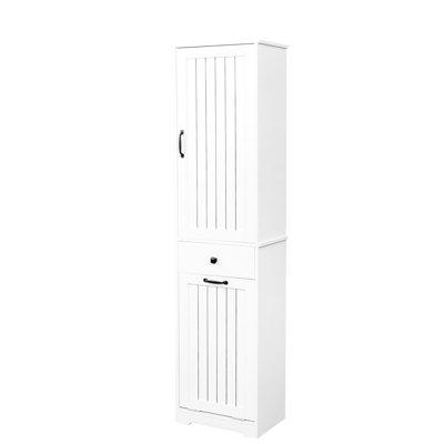 White Laundry Cabinet With Efficient Storage For Dirty And Towels Practical Toiletries