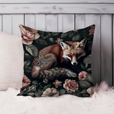 Animals William Morris Fox Muted Pattern XVI Cottage Throw Pillow Cover