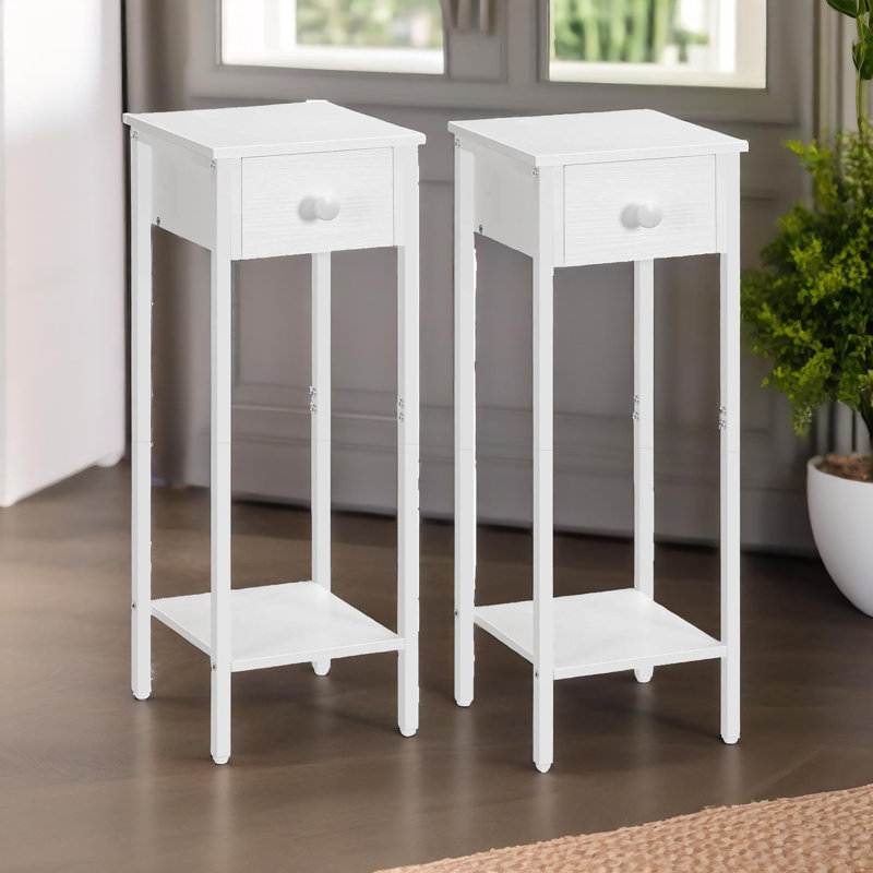 Sirine 25cm W Particle Board / Chipboard Bedside Table, White