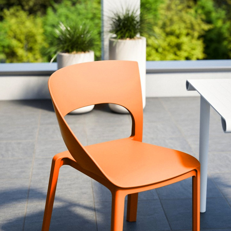 Chaise tropicale orange à un côté en polypropylène pour les salles à manger