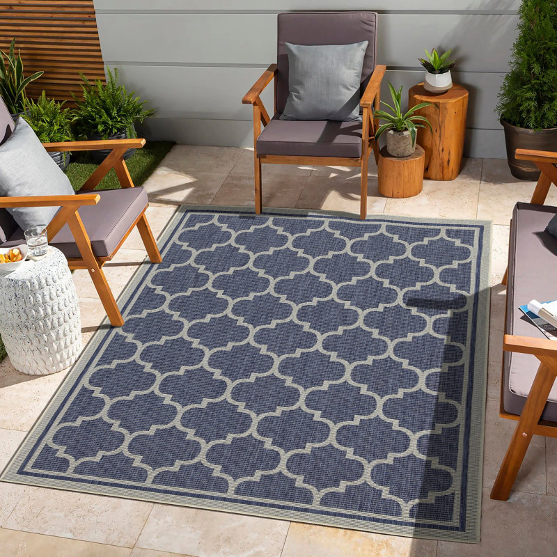 Tapis intérieur / extérieur Sunshine, Bleu, Tapis de couloir 2 pi 7 po x 7 pi 3 po
