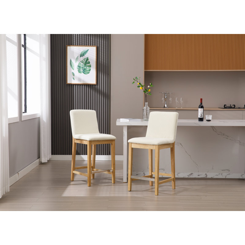 Tabouret de comptoir rembourré Alayha, Vert rayé