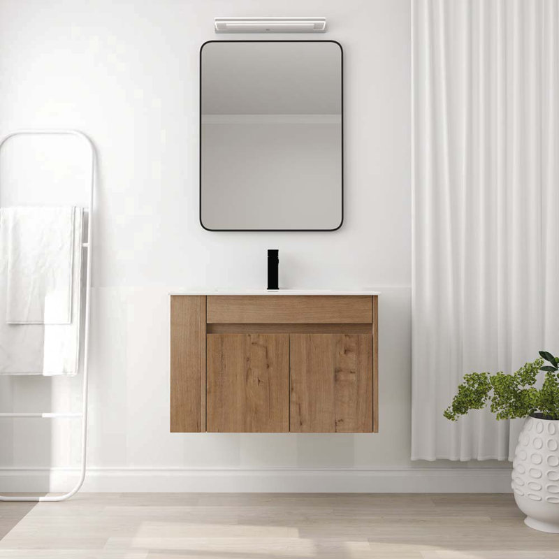 Ensemble de meuble-lavabo simple 30,02 po avec plateau en céramique Ellyse, Blanc