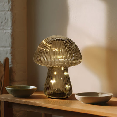 Glass Mushroom 8" Tall Decorative Accent Lamp