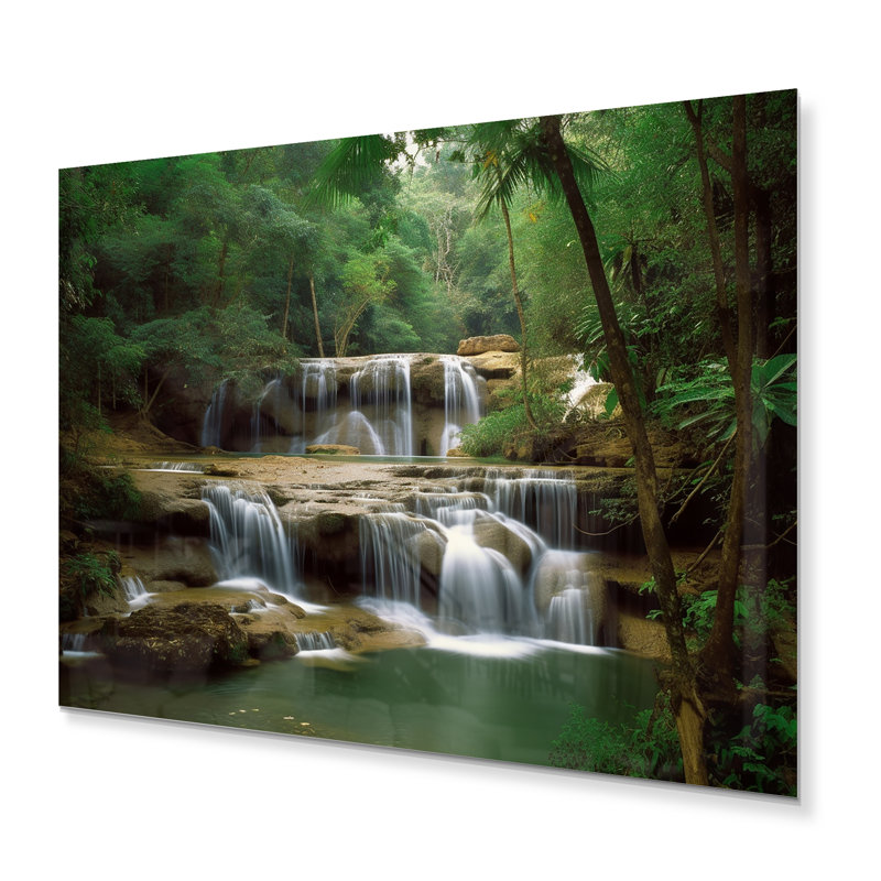 Chute d'eau en Thaïlande I - impression sans cadre sur métal, H 12 po x l 20 po x P 1 po