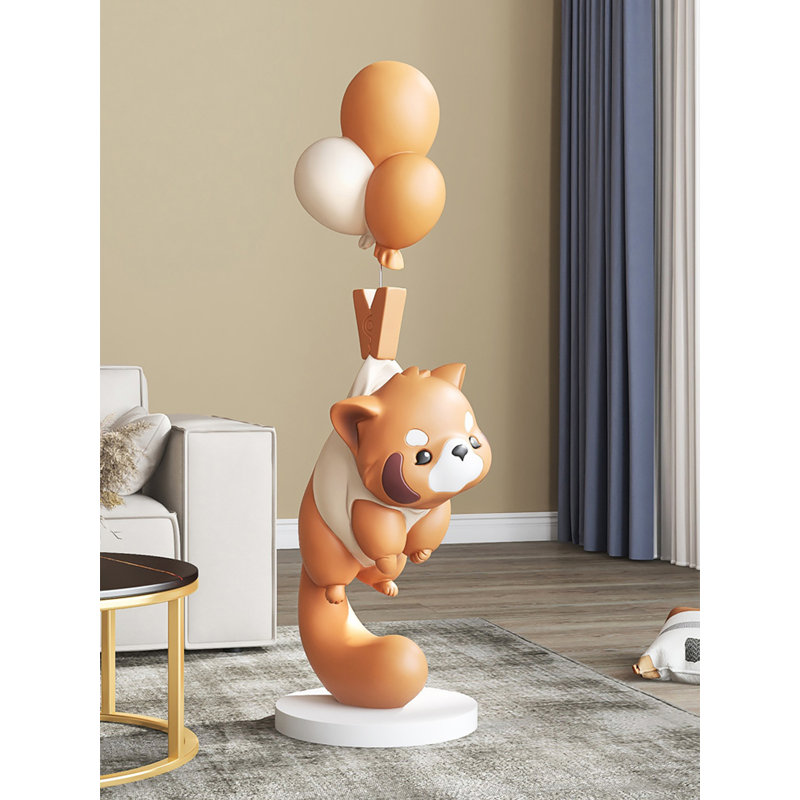 Sculpture luxueuse en fibre de verre Panda, Brun