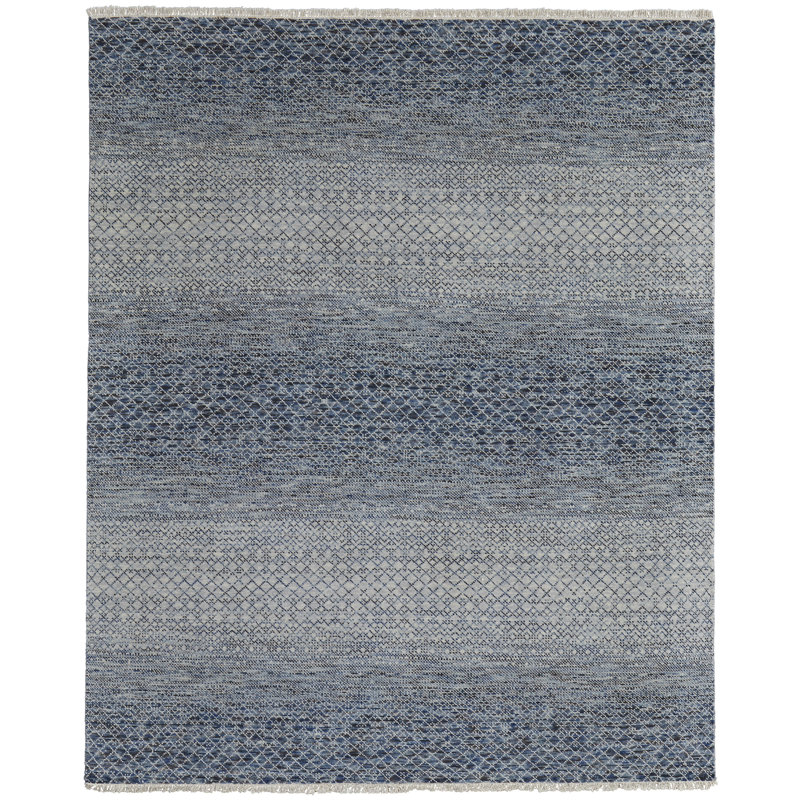 Branson Wool Area Rug in Blue, Rectangle 7'9" x 9'9"