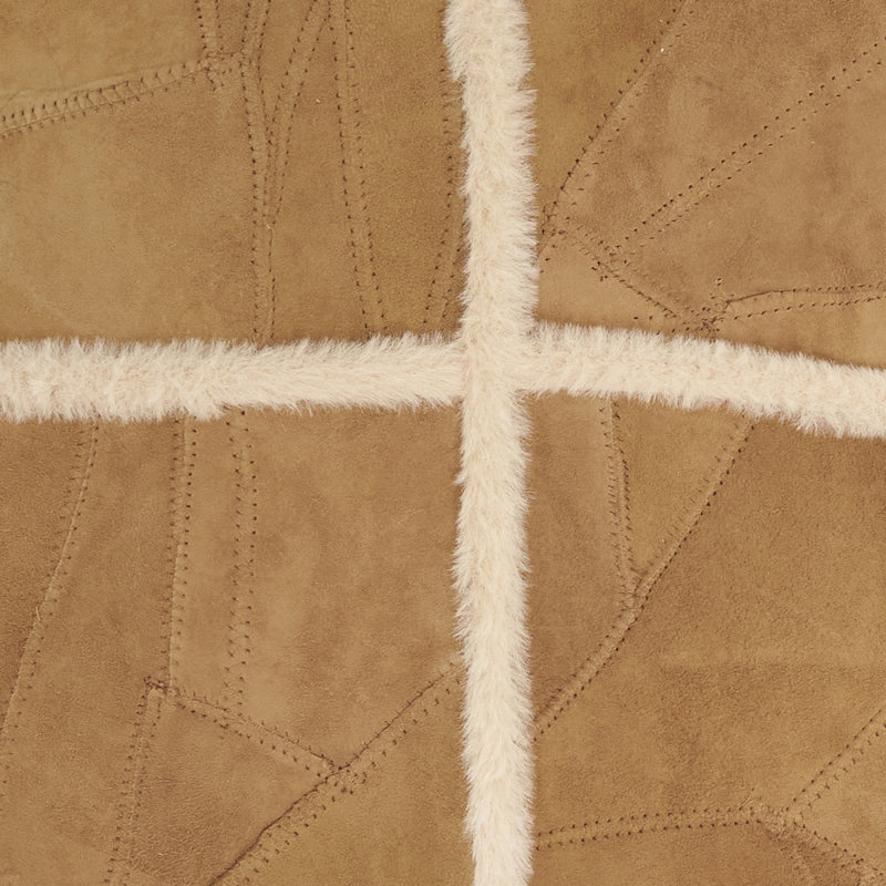 Distinctive Patchwork Leather Pillow, No Insert, Brown