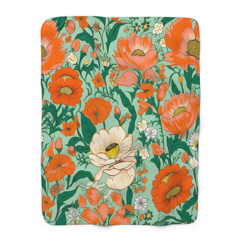 70 ans, fleur d'oranger - couverture en sherpa de qualité supérieure - reproduction d'art luxueuse, l 60 po x L 80 po