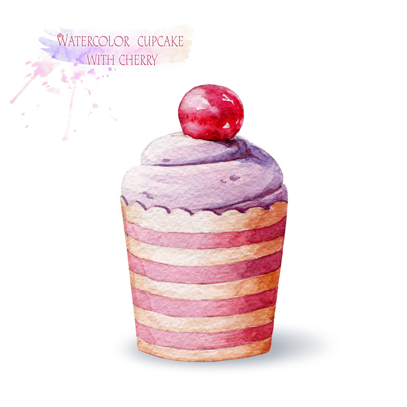Cupcake With Ripe Cherry - Wrapped Canvas Print