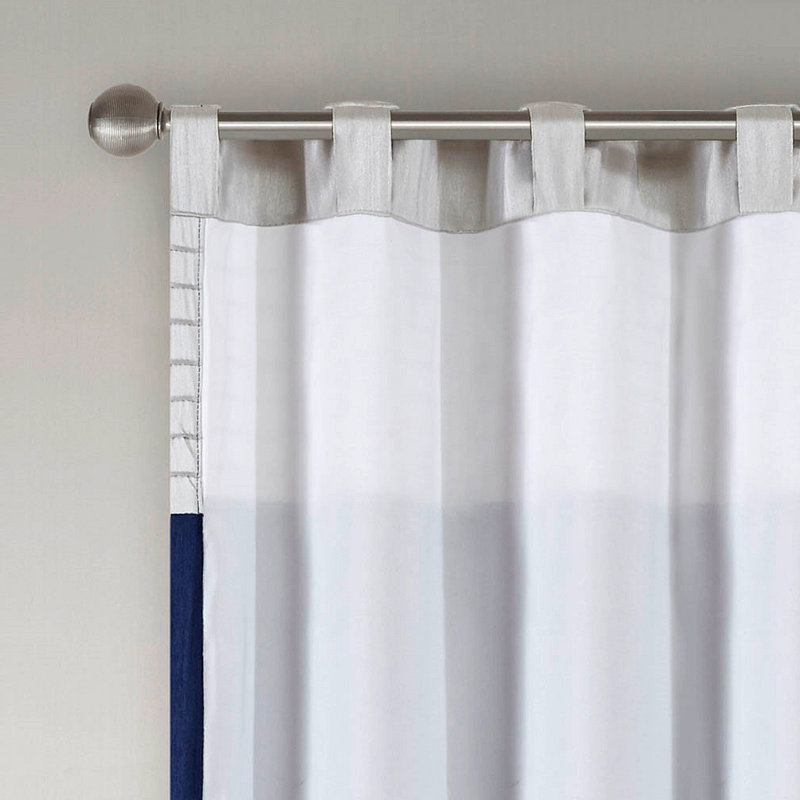 Panneau de rideau Polyoni Pintuck (seulement 1 panneau PC), Bleu / blanc