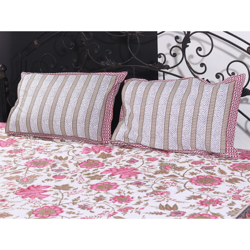 Ensemble de draps 100% coton à motif floral moucheté or Cloud Cloud-Cream