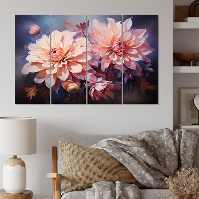 Pink Dahlia Romantic Impression IV Plants & Flowers Wall Decor on Metal