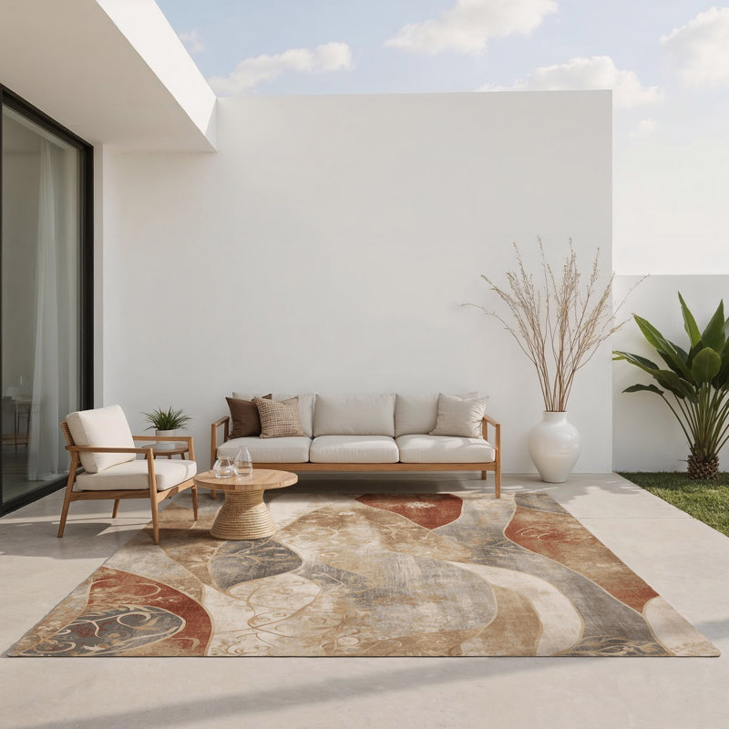 Fluid Mirage Indoor And Outdoor Area Rug, Rectangle 5' x 7'