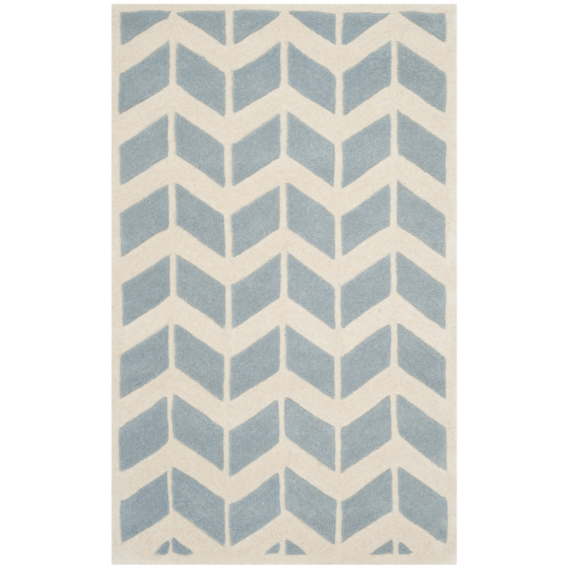 Deedie Hand Tufted Wool Chevron Rug, Rectangle 4' x 6'