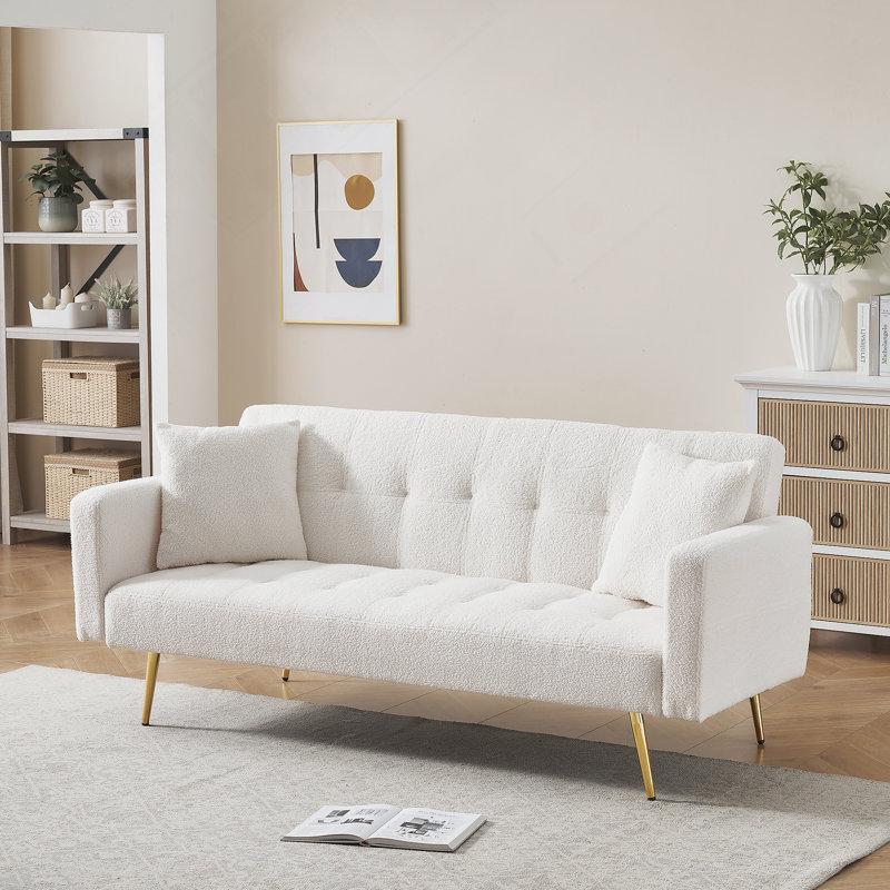 Canapé-lit rembourré de style moderne 71,65 po, Peluche beige