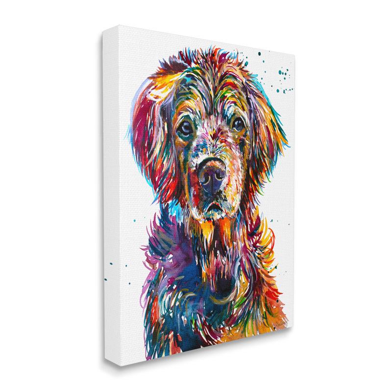 «Vivid Dog Face Pet Portrait» par Jen Seeley, impression sur toile tendue, H 30 po x l 24 po x P 1,5 po