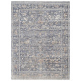 Wool Oriental Area Rug in Gray/Blue/Cream