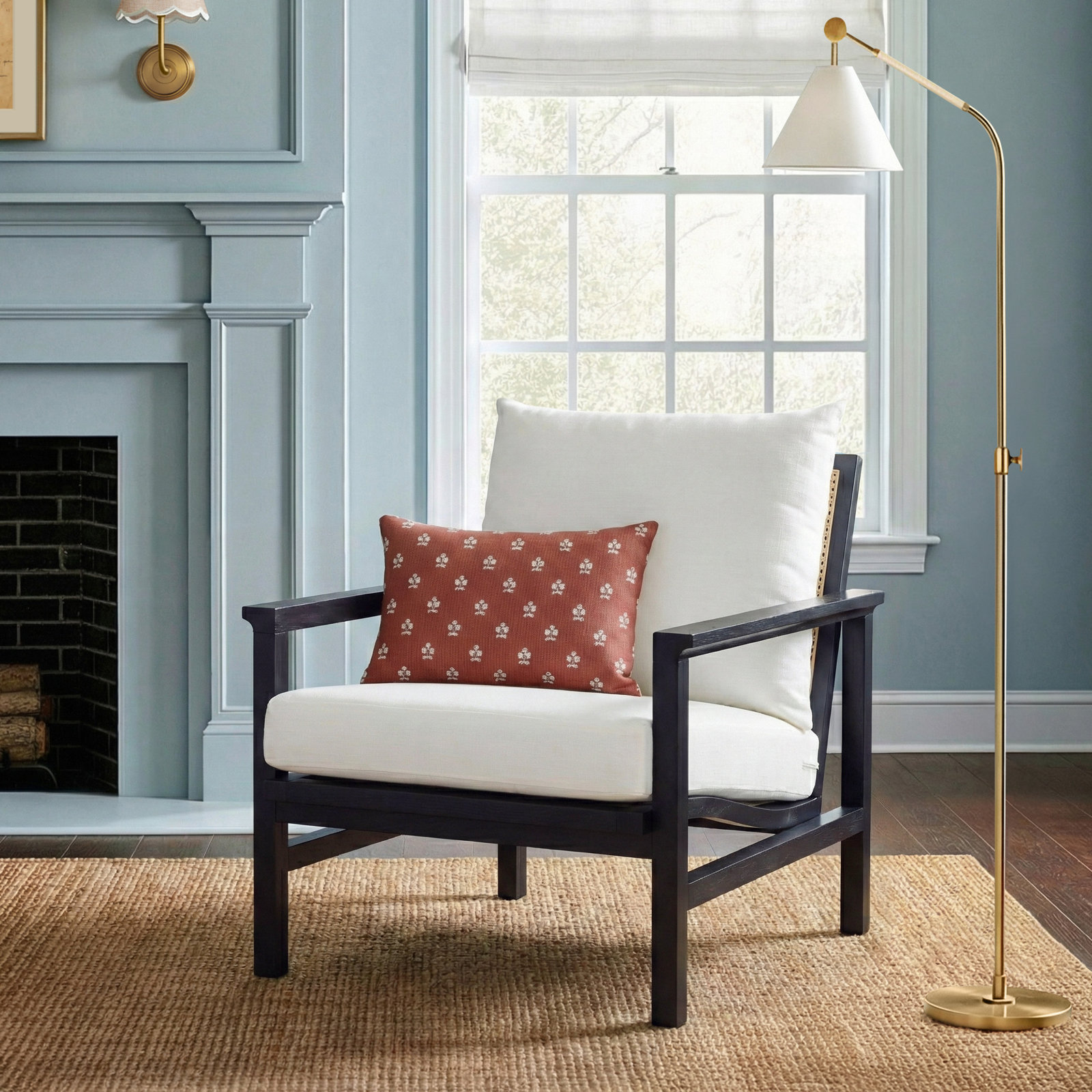 Kelle Linen Armchair, Black/Natural
