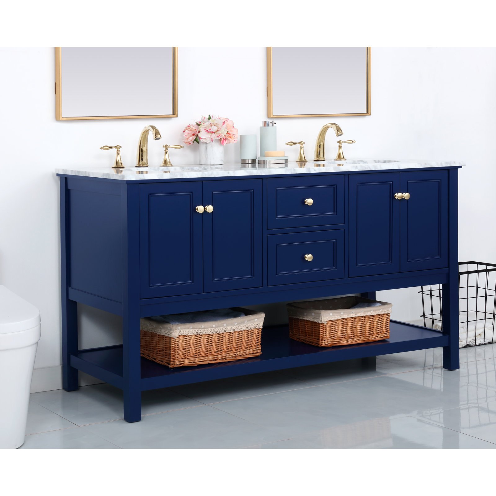Bonsai 60'' Double Bathroom Vanity, Blue