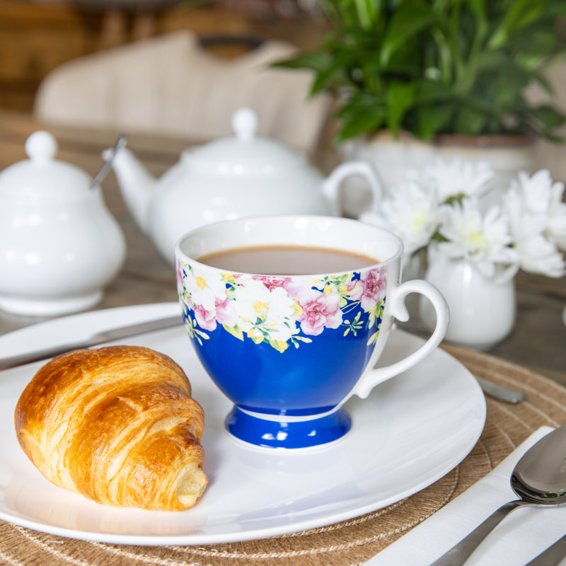 Blue Floral Bone China Cup, 12