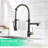 Contemporary Kitchen Sink Faucet With Pull-Down , Matte Black & Gold, Single Handle Pull Down Faucet, 360 Rotation, And Lever, Upgrade-1500545777-1500545776