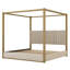 Lit à baldaquin spacieux de très grande taille avec tête de lit tapissier, design beige moderne