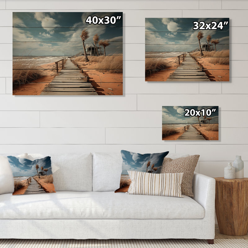 «Florida Boardwalk» sur impression sur bois, H 30 po x l 40 po x P 0,78 po