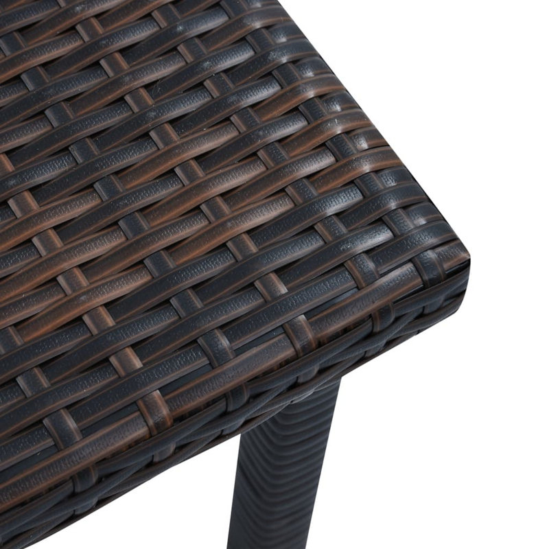 Table de bout extérieure pour l'extérieur, plateau carré de 16 pouces, rotin de polyester brun tissé