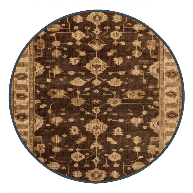 Tapis brun lavable à la machine, Rond 4 pi