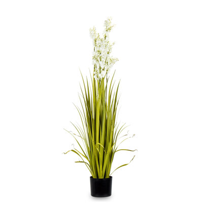 Faux Grass Plant in Plastic Pot