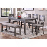 Dining Room Furniture Simple 6Pc Set Dining Table 4X Side Chairs And A Bench Solid Wood And Veneers