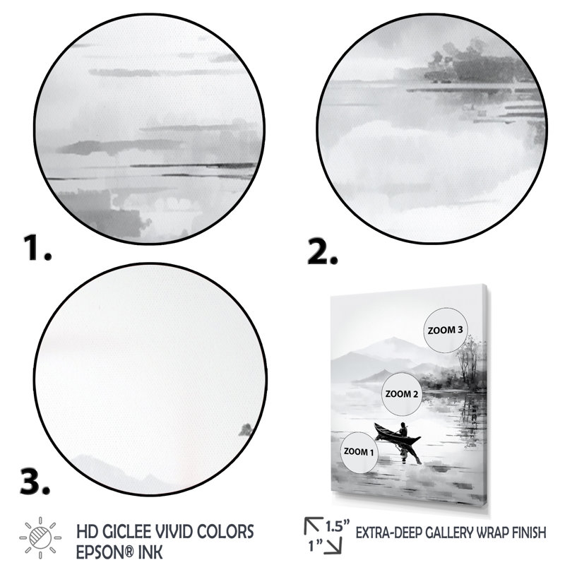 Sinquefield, art asiatique, canot-bateau III, Cadre naturel flottant, H 32 po x l 16 po x P 1 po