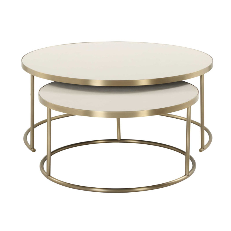 Uttermost Aragon White Nesting Coffee Tables Set/2