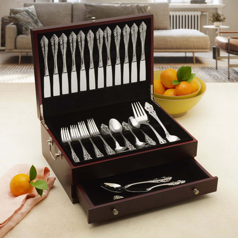 Wallace Dark Walnut 15 Inch Flatware Storage Chest