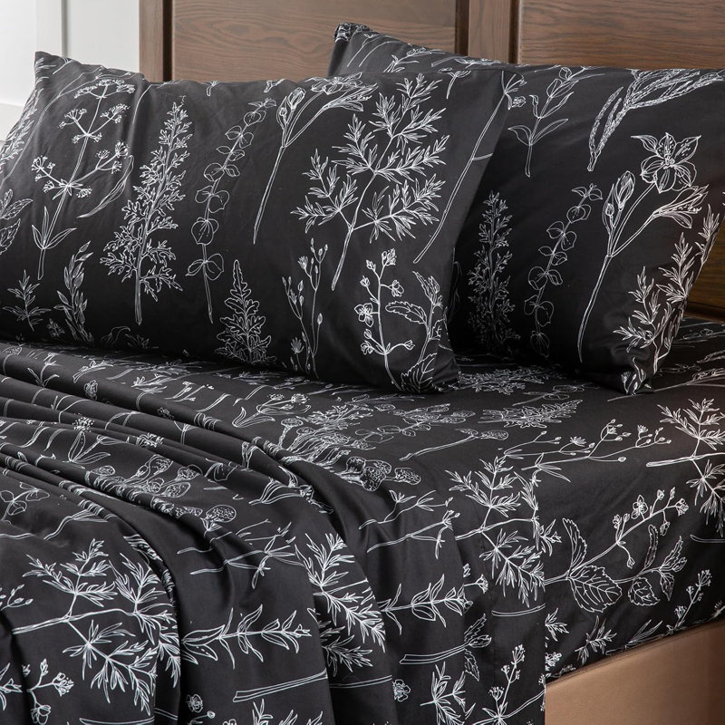 Draps Hyprest, draps de ferme doux et respirants, draps à poches profondes, Ensemble de draps pour grand lit, Gris foncé