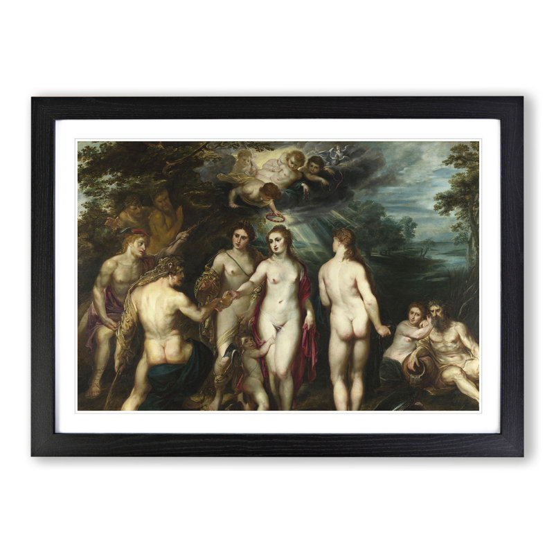 Judgement of Paris by Peter Paul Rubens - Picture Frame Painting, 27cm H x 36cm W x 2cm D, Black Framed