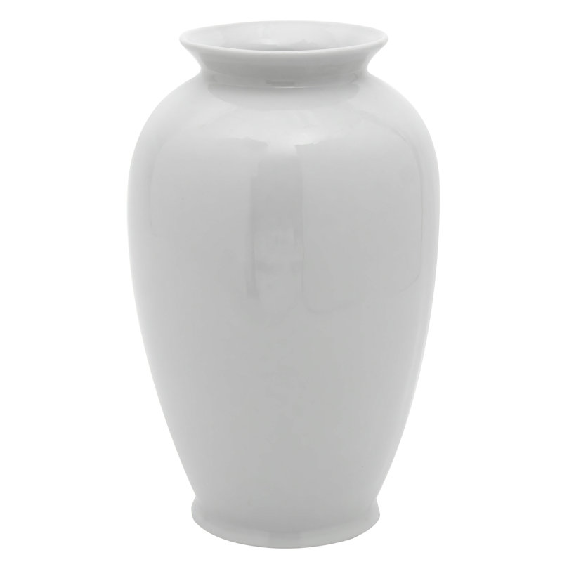 14" Bright Yellow Tung Chi Vase, Solid White