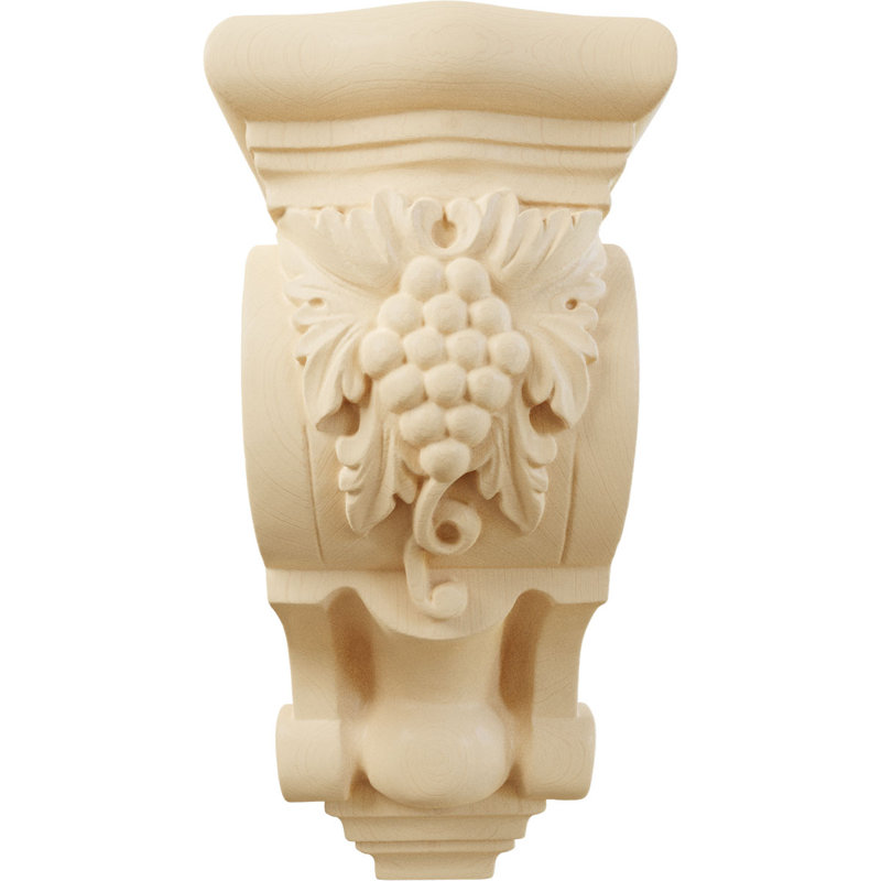 Small Maple Hand-Carved Grape Bunches Corbel