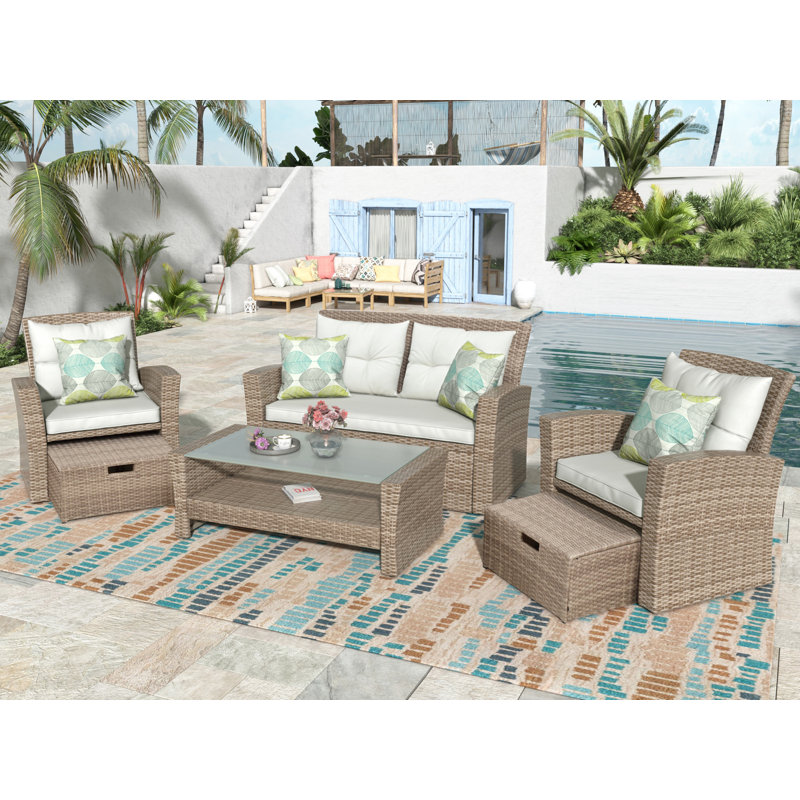 Ensemble de mobilier de patio en U, Tissu beige