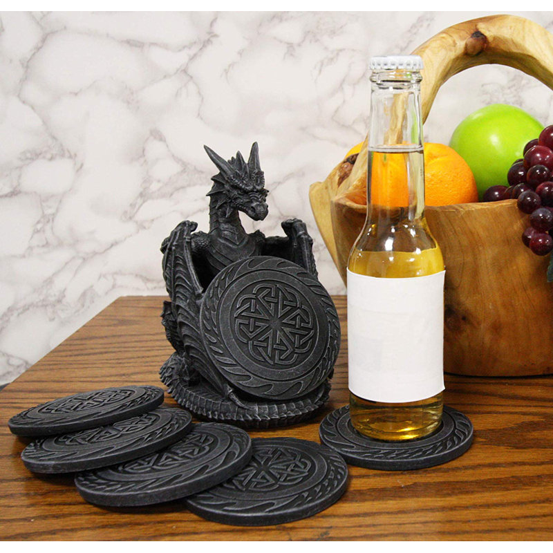 Cork Round 4 Piece Coaster Set With Holder