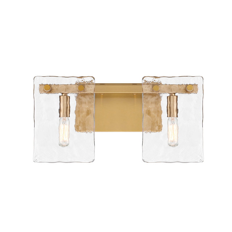 Warm Brass 2-Light Vanity with Handmade Water Glass