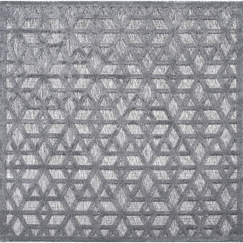 Tapis intérieur / extérieur gris foncé Talaia, Carré 5 pi 3 po
