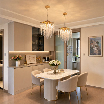Modern Gold Tree Branch Crystal Chandelier, 12", G9 (No Bulb)