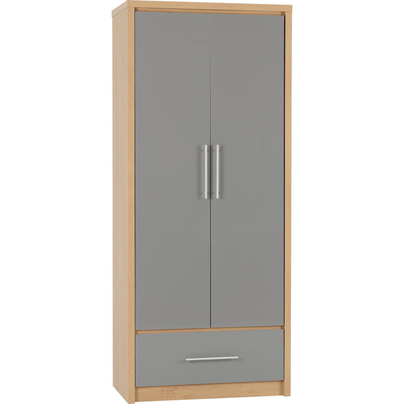 Louisa 2 Door Wardrobe, Oak / Grey