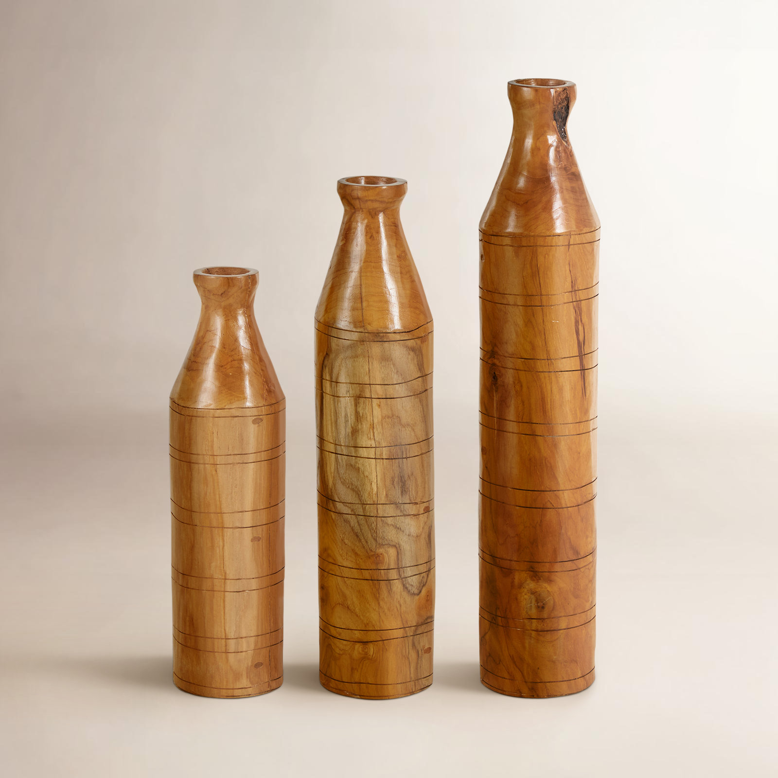 Solid Teak Floor Vase