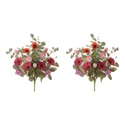Buisson floral coquelicot et tulipe (ensemble de 2)