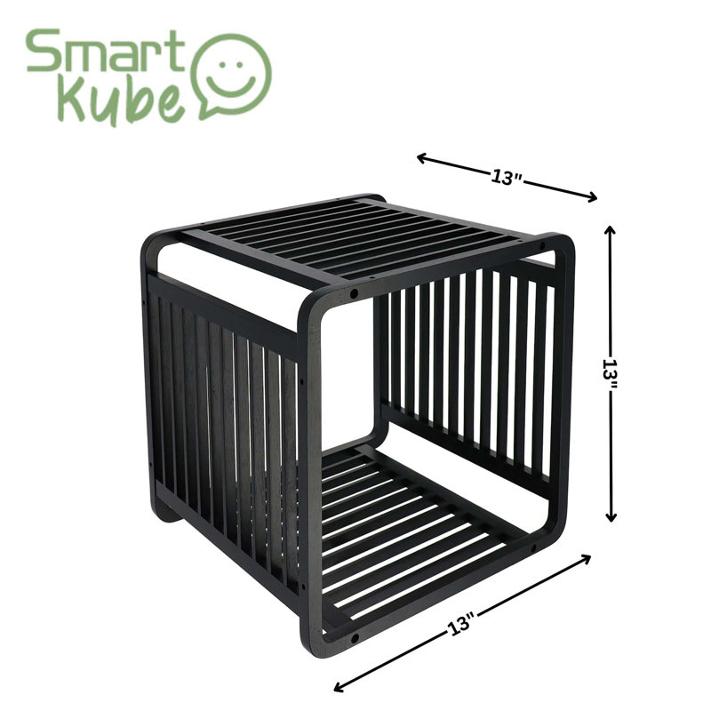Smart Kube Bamboo Cube Storage, 13" Stackable Shelf Organizer, Black